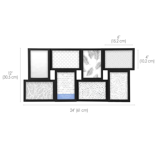 Melannco 24 x 12 Inch 8 Opening Photo Collage Frame, Displays Four 4x6 and Four 6x4 Inch Photos, Black Melannco 24 x 12 Inch 8 Opening Photo Collage Frame, Displays Four 4x6 and Four 6x4 Inch Photos, Black