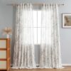 MYSKY HOME Sheer Floral Curtains for Living Room 95 Inch Long Linen Look Vertical Drapes Bedroom Light Filtering Privacy Added Farmhouse Style...
