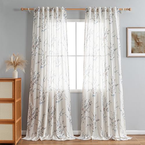 MYSKY HOME Sheer Floral Curtains for Living Room 95 Inch Long Linen Look Vertical Drapes Bedroom Light Filtering Privacy Added Farmhouse Style... MYSKY HOME Sheer Floral Curtains for Living Room 95 Inch Long Linen Look Vertical Drapes Bedroom Light Filtering Privacy Added Farmhouse Style...