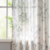 MYSKY HOME Sheer Floral Curtains for Living Room 95 Inch Long Linen Look Vertical Drapes Bedroom Light Filtering Privacy Added Farmhouse Style...