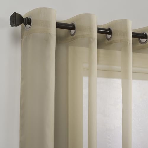 No. 918 Emily Sheer Voile Grommet Curtain Panel, 59" x 63", Stone