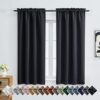 OVZME Black Blackout Curtains for Bedroom 63 Inch Length 2 Panels, Protect Privacy Thermal Insulated Solid Curtains for Bedroom, Dual Rod Pocket...