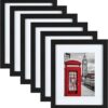 PEALSN 8x10 Picture Frame Set of 6, Display Picture 5x7 with Mat or 8x10 Without Mat, Black Woodgrain