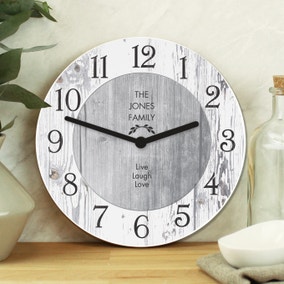 Personalised Message Shabby Chic Large Wooden Wall Clock