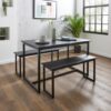 Ronan 4 Seater Wave Edge Dining Table and Bench Set