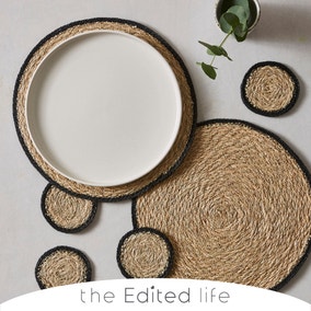 Set of 2 Black Grass Braid Placemats