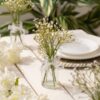 Set of 3 Artificial Gypsophila Bundles in Glass Bottle Vases