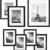 SONGMICS Picture Frames Set of 7 Pieces, One 11 x 14 Inches, Two 8 x 10 Inches, Four 6 x 8 Inches, with White Mat, Real Glass, for Multiple Photos,...