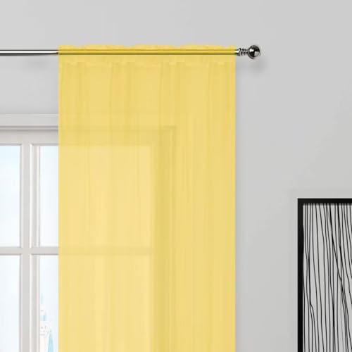 SpaceDresser Sheer Voile Window Treatment Rod Pocket Curtain Panels for Kitchen Bedroom Living Room Drapes Sunlight Filtering Privacy Semi Home...