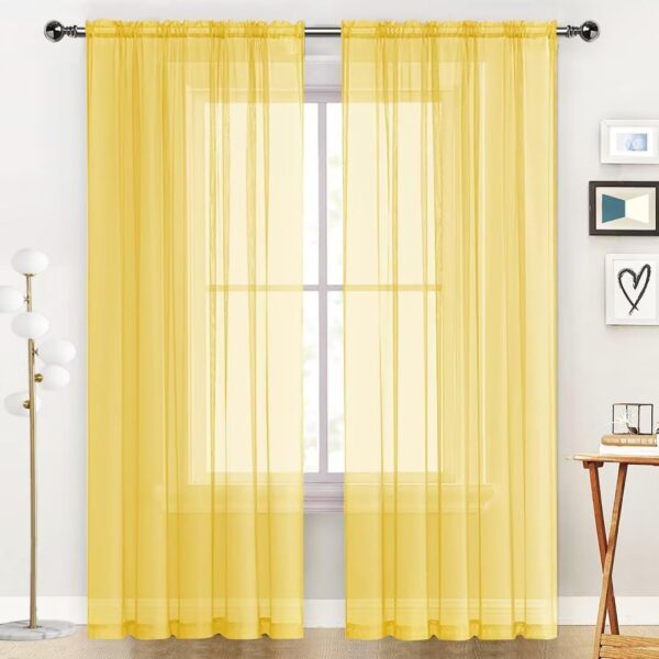SpaceDresser Sheer Voile Window Treatment Rod Pocket Curtain Panels for Kitchen Bedroom Living Room Drapes Sunlight Filtering Privacy Semi Home...
