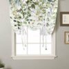 Tie Up Curtain for Windows,Green Eucalyptus Leaves Watercolor Botanical on White Balloon Rod Pocket Curtains Tie-up Valance for Kitchen...