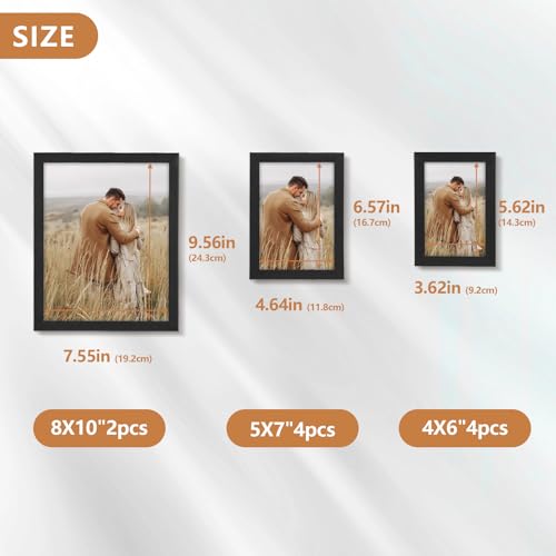 TWING 10 Pack Picture Frames Collage Wall Decor, Gallery Wall Frame Set for Wall Display, Multi Sizes with 2pcs 8x10, 4pcs 5x7 and 4pcs 4x6 Photo...