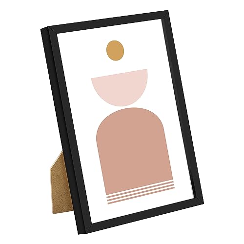 upsimples 5x7 Picture Frame Set of 3, Made of High Definition Glass for 5 x 7 Black Frames, Wall and Tabletop Display Thin Border Photo Frame for...
