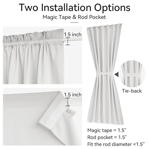 Vatge Self-Adhesive French Door Curtains - Rodless No Drill Light Filtering Window Treatment for Sliding Glass Doors, 1 Panel, W25 x L72, Greyish...