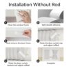Vatge Self-Adhesive French Door Curtains - Rodless No Drill Light Filtering Window Treatment for Sliding Glass Doors, 1 Panel, W25 x L72, Greyish...