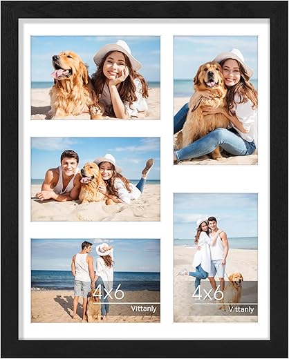 Vittanly 11x14 Collage Picture Frame, Displays 5Pcs 4x6 Pictures with Mat or 1Pcs 11x14 without Mat for Wall Mounting, Picture Frames Collage Wall...
