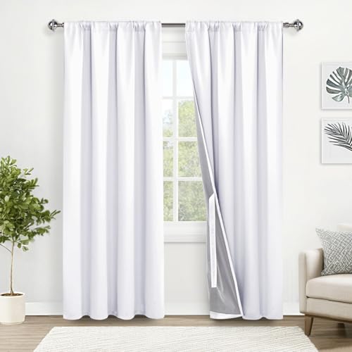 XWZO 100% Blackout Curtains 2 Panels with Tiebacks- Heat and Full Light Blocking Window Treatment with Black Liner for Bedroom/Nursery, Rod Pocket... XWZO 100% Blackout Curtains 2 Panels with Tiebacks- Heat and Full Light Blocking Window Treatment with Black Liner for Bedroom/Nursery, Rod Pocket...