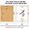 Yaetm 20x24 Picture Frame with Mat for 16x20 Set of 4, Natural Solid Oak Wood Frame for Wall Gallery, Photos, Posters & Art Prints, Horizontal and...