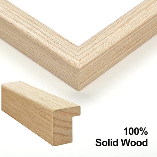 Yaetm 20x24 Picture Frame with Mat for 16x20 Set of 4, Natural Solid Oak Wood Frame for Wall Gallery, Photos, Posters & Art Prints, Horizontal and...