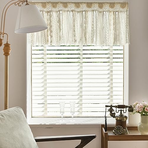 YJ YANJUN Boho Valances for Windows Handmade Cotton Crochet Lace Valance for Living Room Hollow Cafe Curtains 16 Inch Long Macrame Kitchen Curtain... YJ YANJUN Boho Valances for Windows Handmade Cotton Crochet Lace Valance for Living Room Hollow Cafe Curtains 16 Inch Long Macrame Kitchen Curtain...